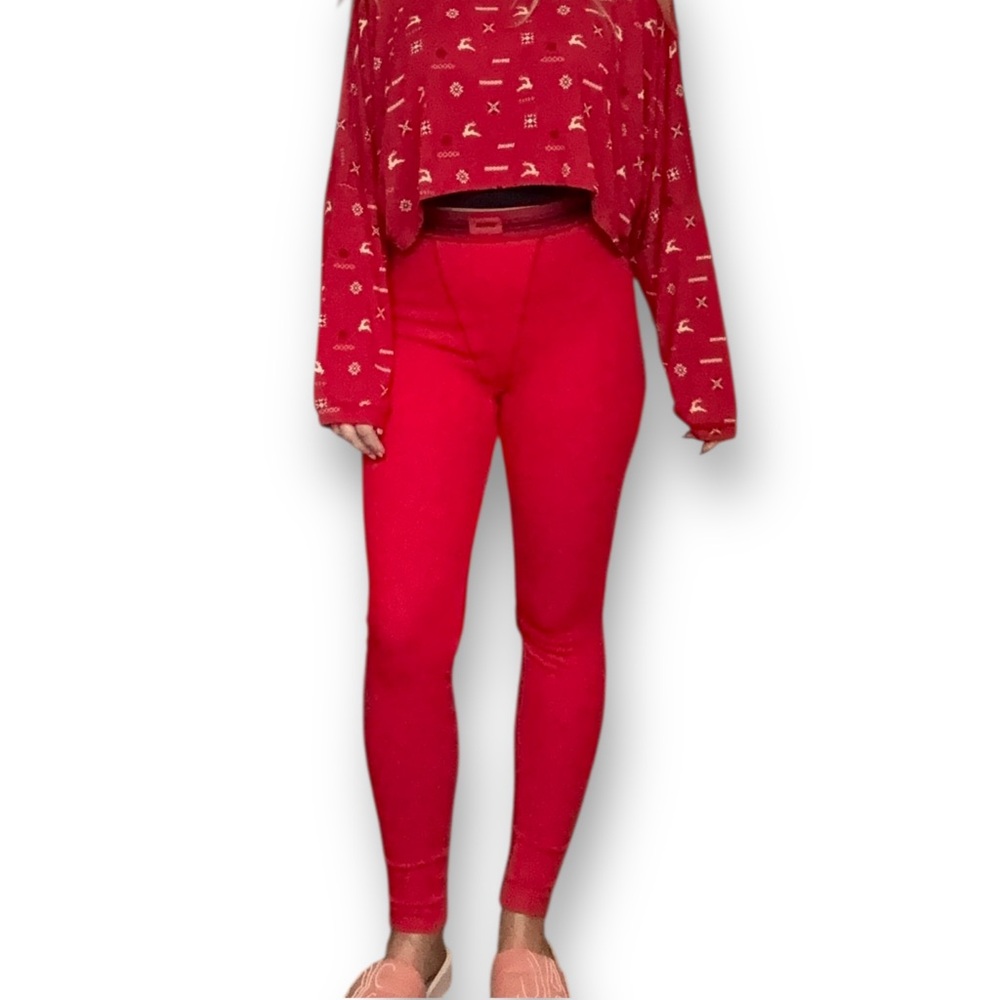 SKIMS Cotton Rib Leggings Red Small